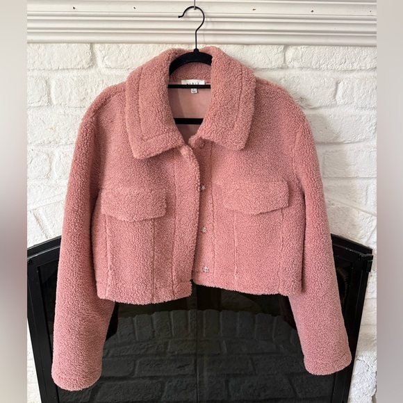 Mable Jackets & Blazers - Cozy Cropped Pink Teddy Jacket